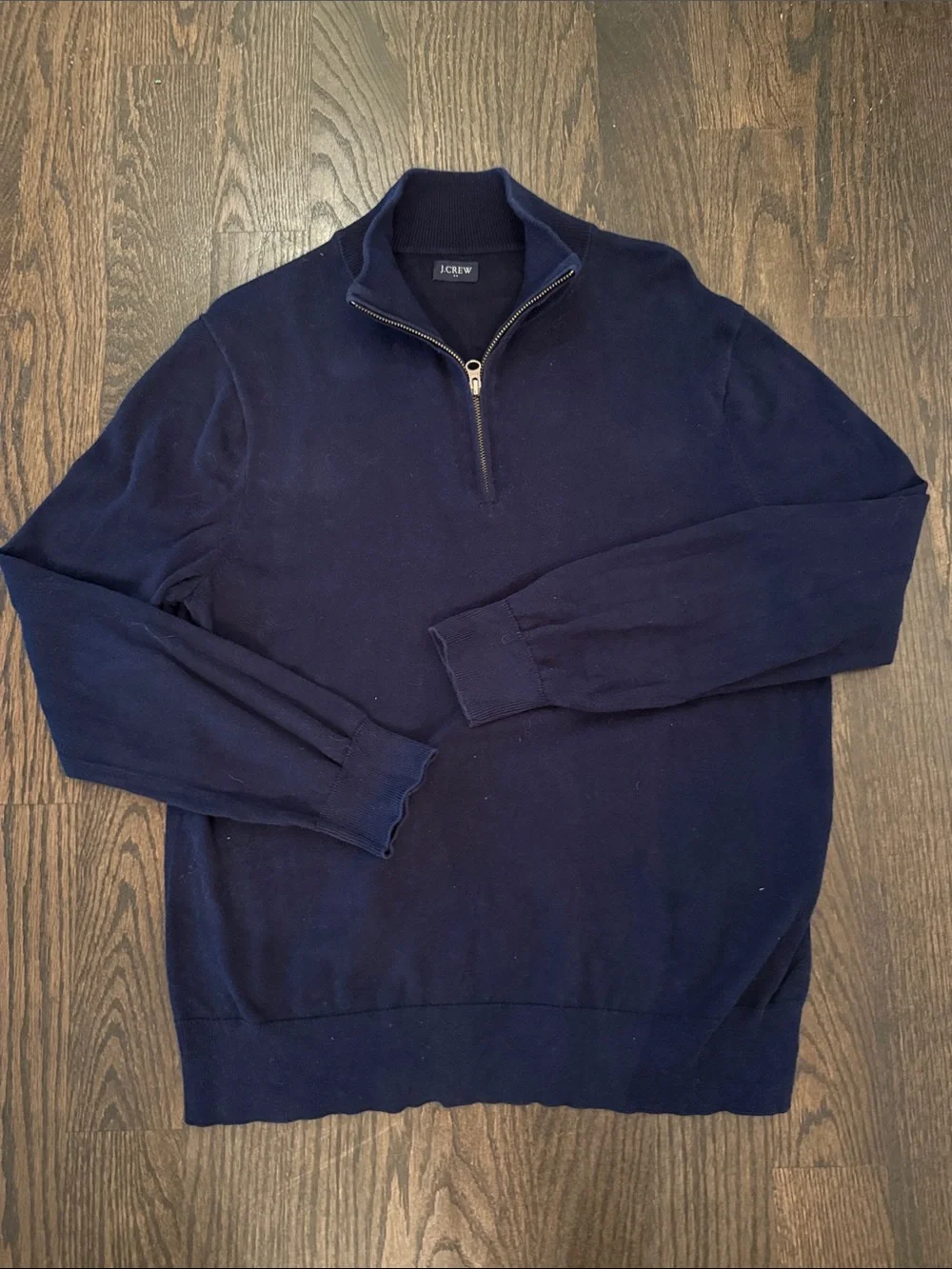 J. Crew Men's Navy Half-Zip Cotton Sweater